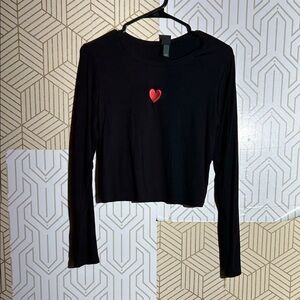 Wild Fable Black Long Sleeve with Red Heart